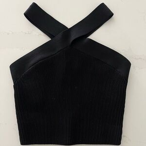 Aritizia Black Ribbed Cross-Back Top Small